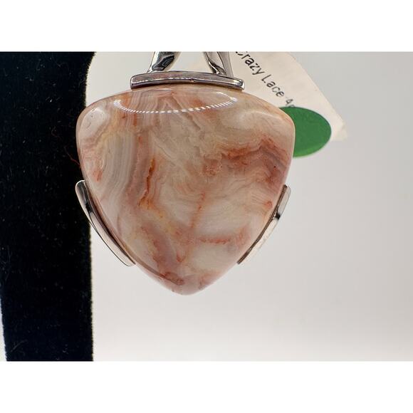 Sterling Silver Crazy Lace Agate Pendant 1.5" 13.1g - Picture 2 of 10